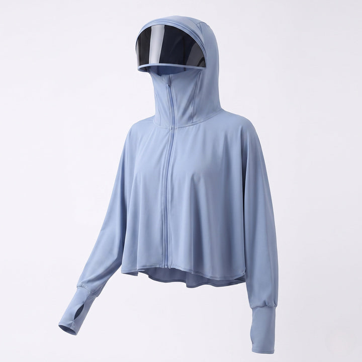 Women UV protection hooded blouse with expandable face visor Hudson & Parker