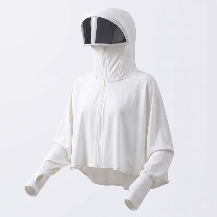 Women UV protection hooded blouse with expandable face visor Hudson & Parker