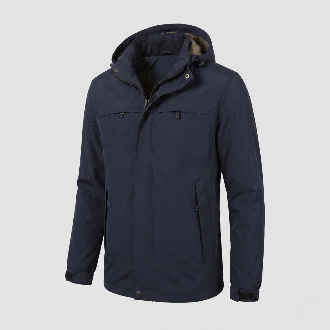 Men's functional hooded jacket in field style with hidden zip pocket and adjustable velcro cuffs Hudson & Parker