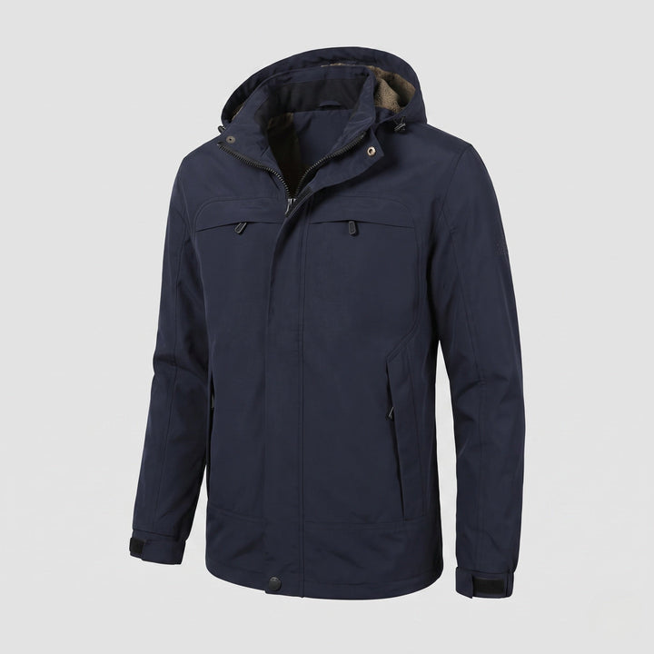 Men's functional hooded jacket in field style with hidden zip pocket and adjustable velcro cuffs Hudson & Parker