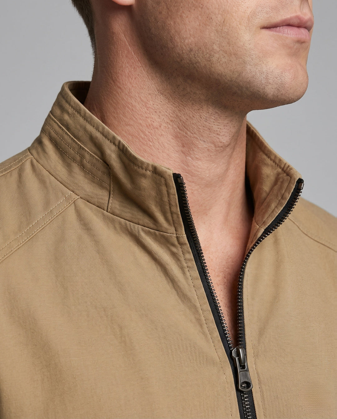 Men's Lightweight Blend Utility Jacket with Stand Collar and Zipper Hudson & Parker