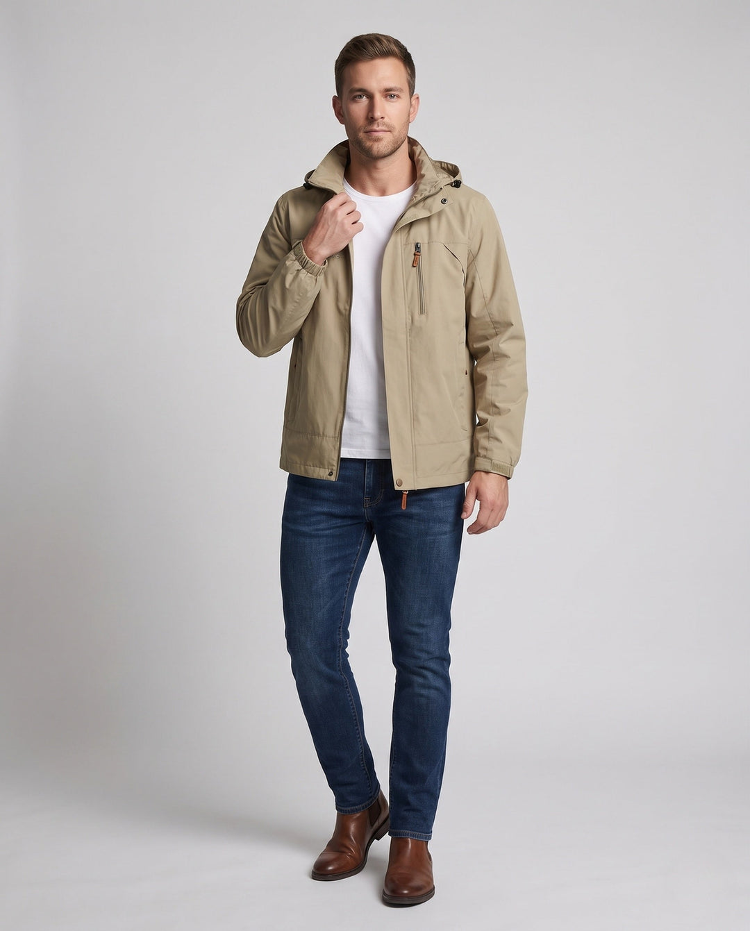 Men's lightweight urban zip blouson with chest zipper and elastic cuffs Hudson & Parker