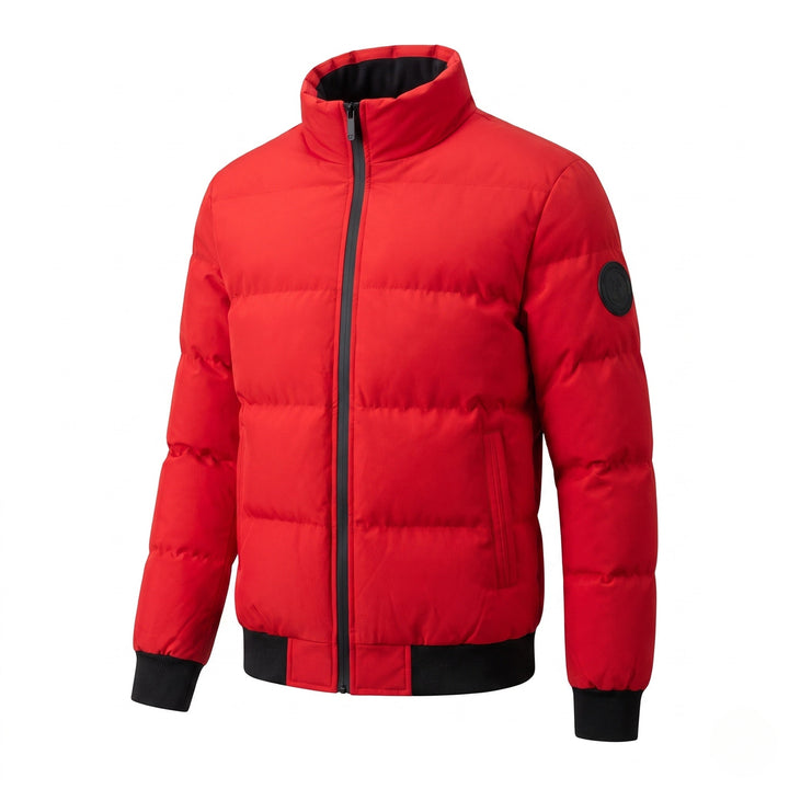Men's Short Parka Style Puffer Jacket with Windproof Outer Layer and Ribbed Cuffs Hudson & Parker