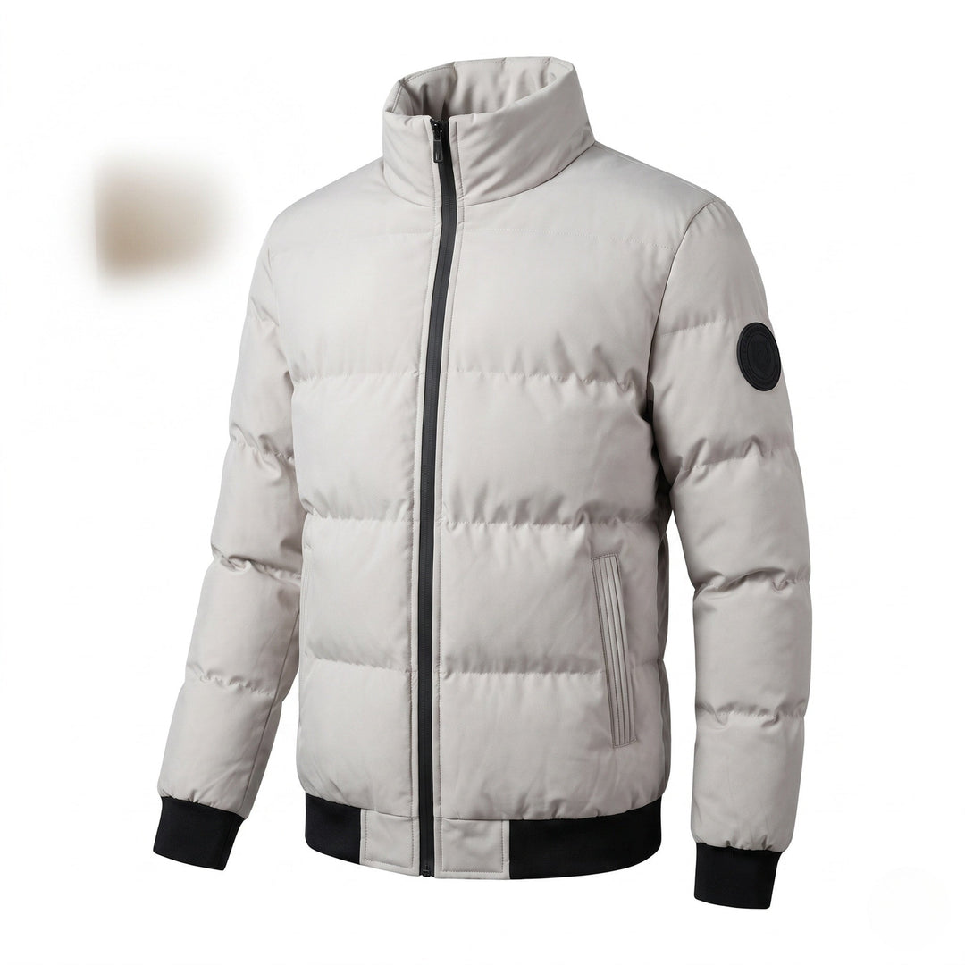 Men's Short Parka Style Puffer Jacket with Windproof Outer Layer and Ribbed Cuffs Hudson & Parker