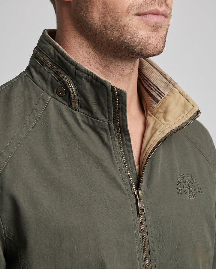 Men's lightweight canvas transitional jacket with stand-up collar and integrated lining Hudson & Parker