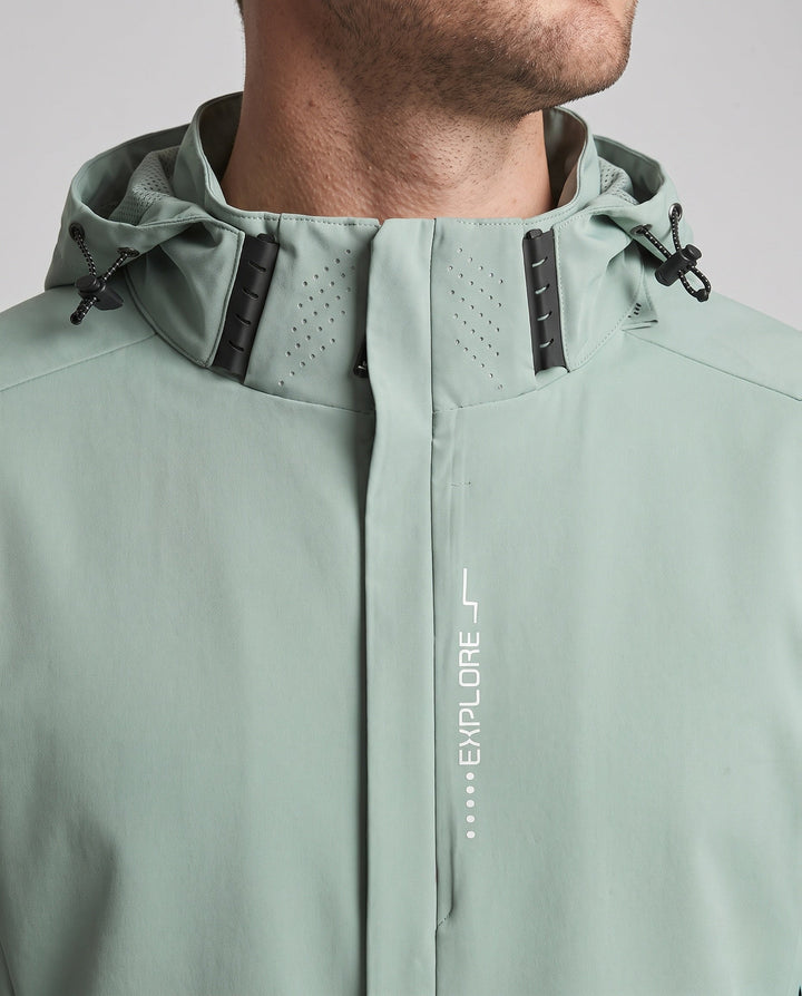 Men's lightweight technical softshell jacket with adjustable hood, wind and water repellent Hudson & Parker