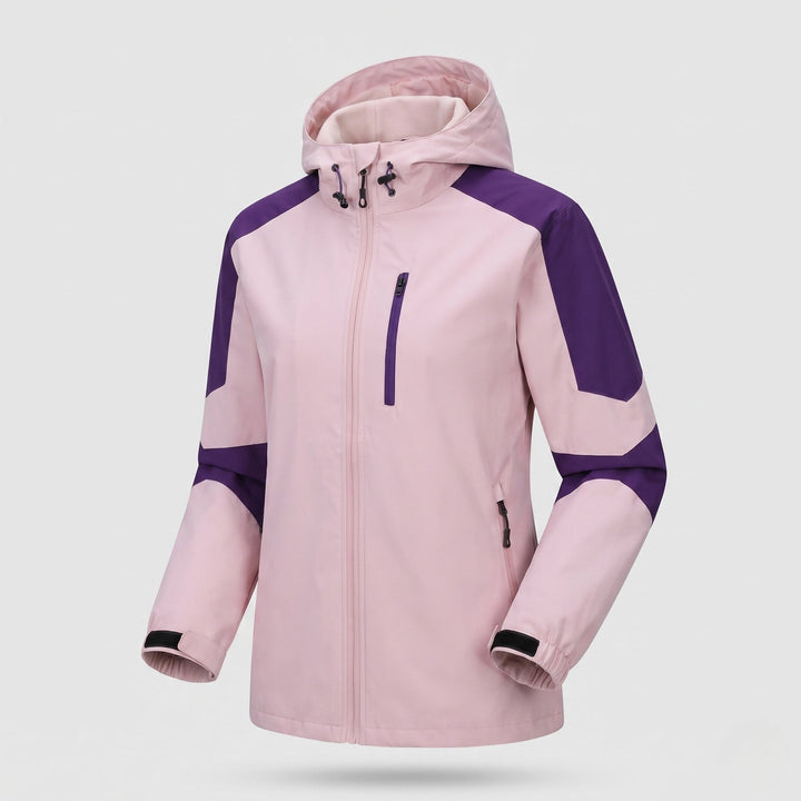 Men's lightweight water-repellent hooded softshell jacket with contrast stripes and chest zip Hudson & Parker