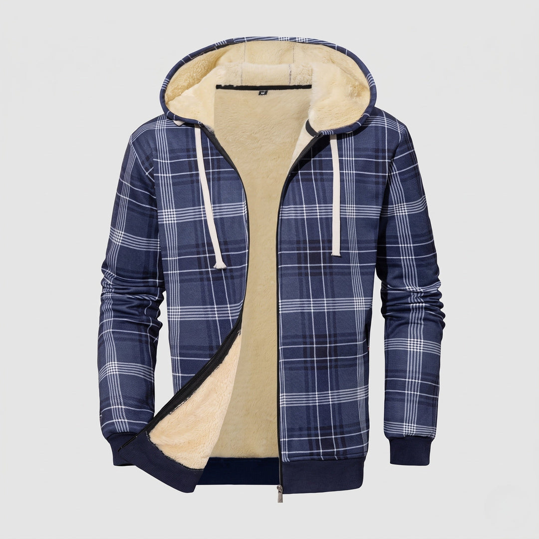 Men's Patterned Fleece Jacket with Hood Hudson & Parker
