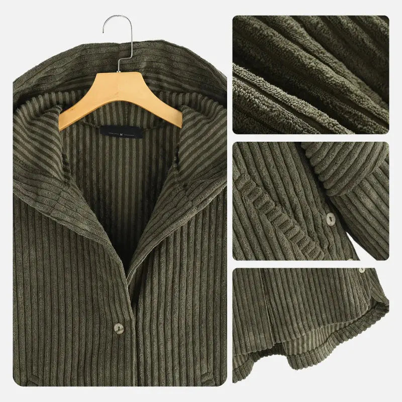 Mia - Stylish Hooded Ribbed Coat