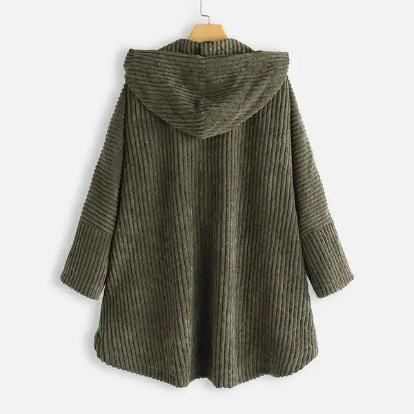Mia - Stylish Hooded Ribbed Coat