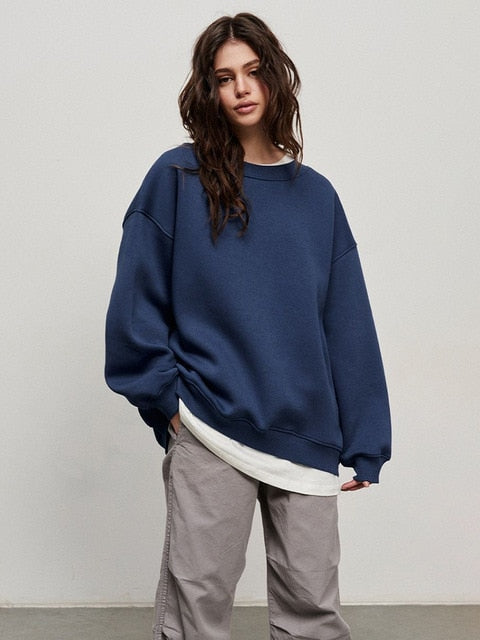 Hudson & Parker | Women's Oversized Sweatshirt In Solid Color Design