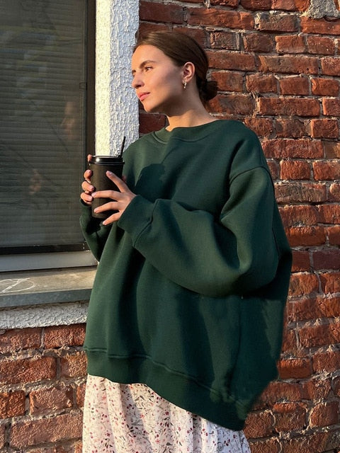 Hudson & Parker | Women's Oversized Sweatshirt In Solid Color Design