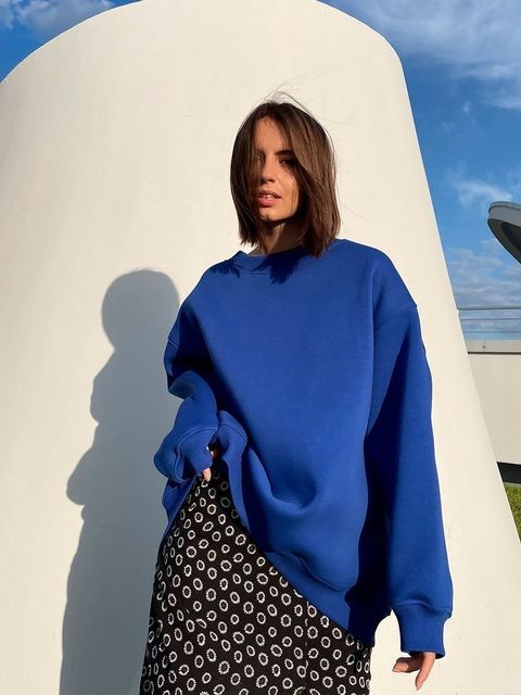Hudson & Parker | Women's Oversized Sweatshirt In Solid Color Design