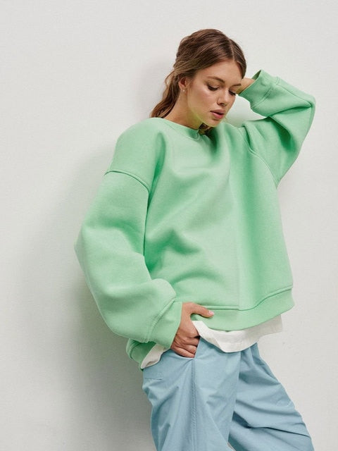 Hudson & Parker | Women's Oversized Sweatshirt In Solid Color Design