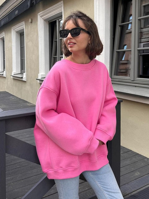 Hudson & Parker | Women's Oversized Sweatshirt In Solid Color Design