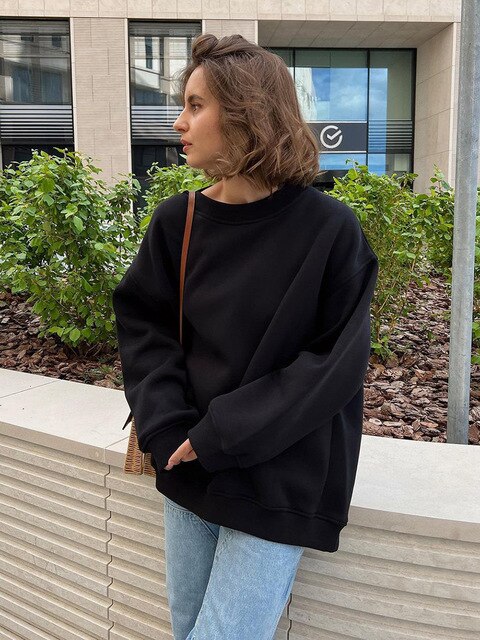 Hudson & Parker | Women's Oversized Sweatshirt In Solid Color Design