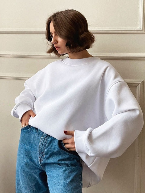 Hudson & Parker | Women's Oversized Sweatshirt In Solid Color Design