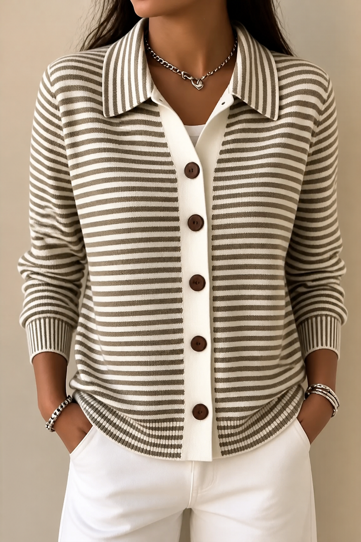 Hudson & Parker - Striped Open-Front Knit Cardigan