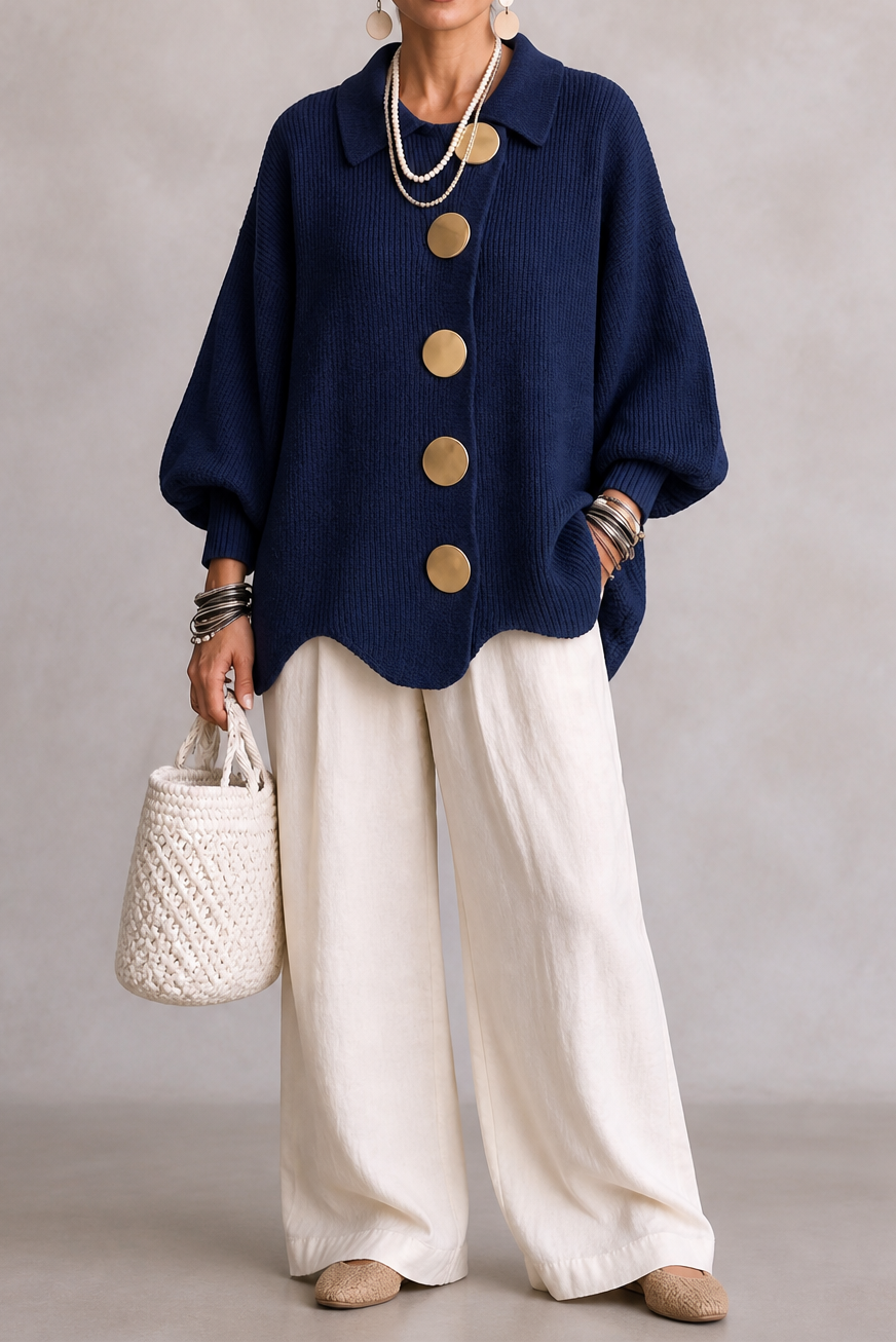 Hudson & Parker - Oversized Scalloped-Hem Button Cardigan