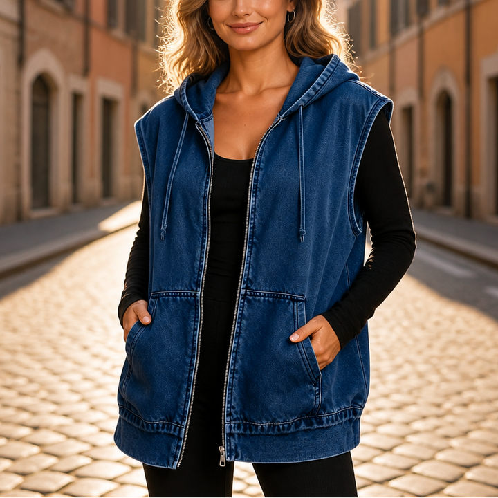Hudson & Parker - Oversized Hooded Denim-Look Vest