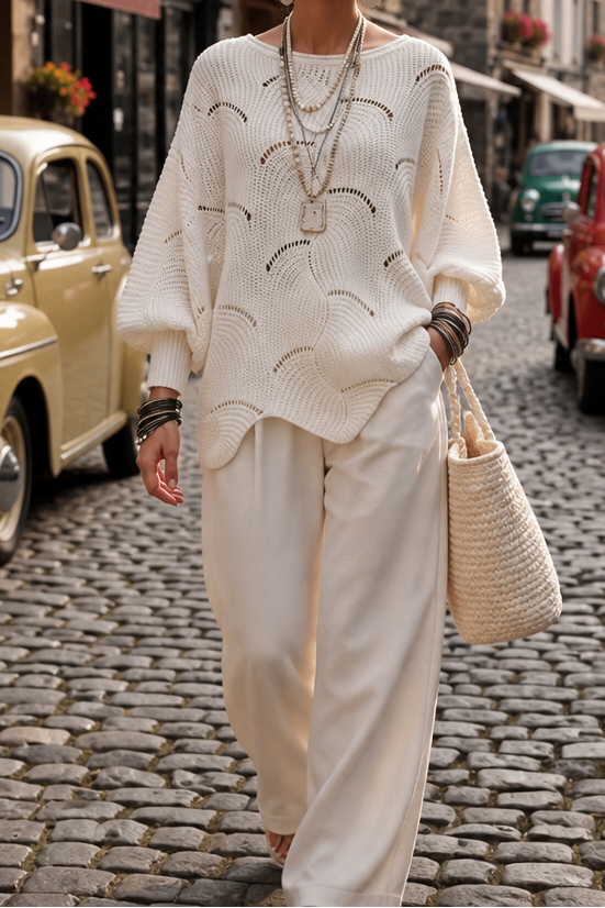 Hudson & Parker - Hollow Wave Batwing Sleeve Sweater