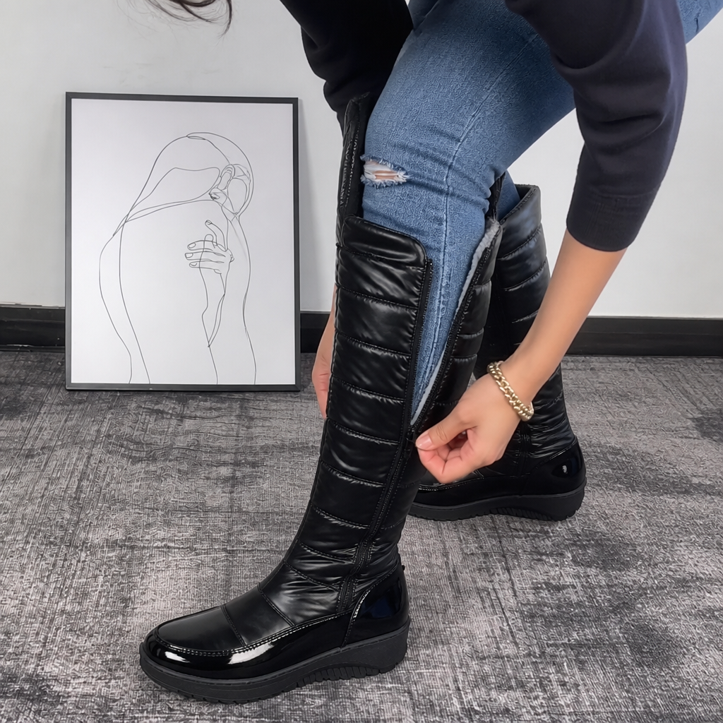 Hudson & Parker - Plush-Lined Bow Over-The-Knee Snow Boots