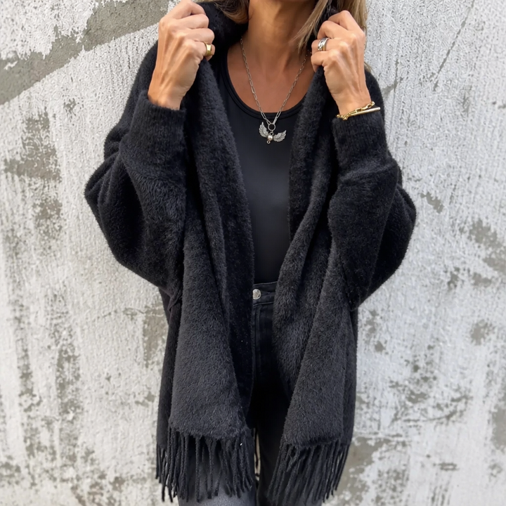 Mantelle - Draped Shawl Collar Open-Front Coat