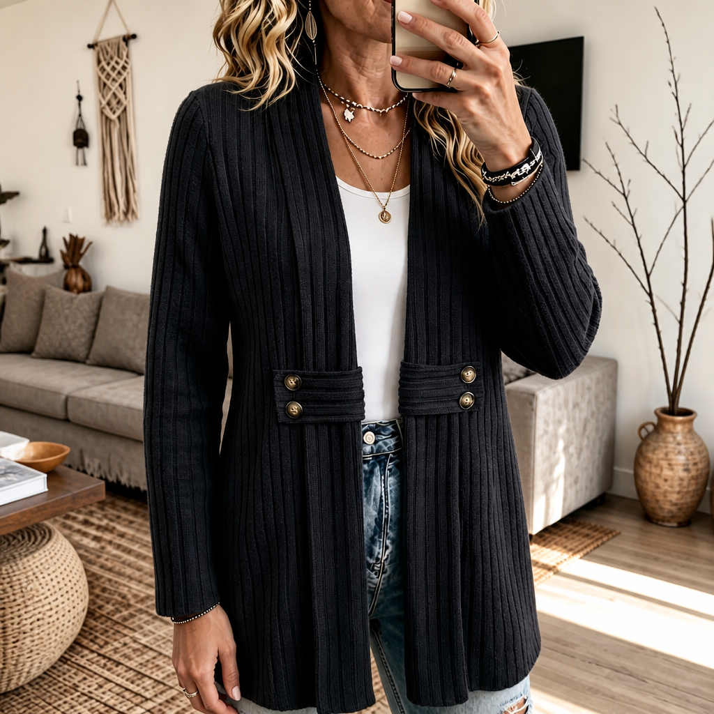 Hudson & Parker - Ribbed Knit Open-Front Cardigan