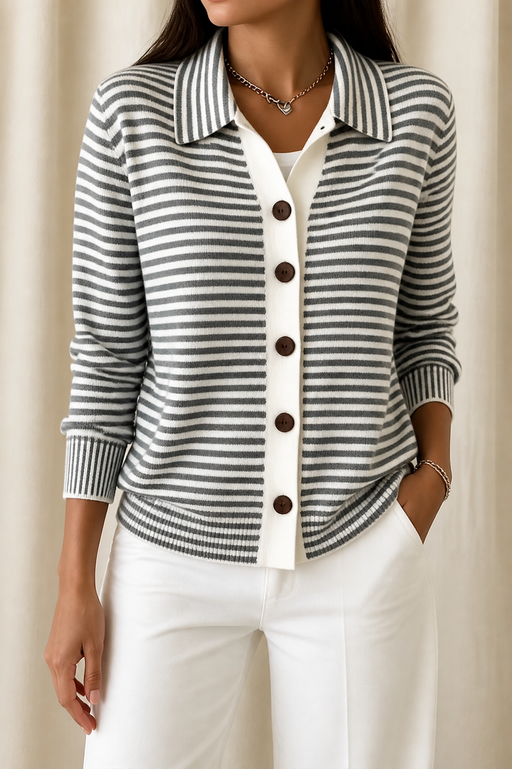 Hudson & Parker - Striped Open-Front Knit Cardigan
