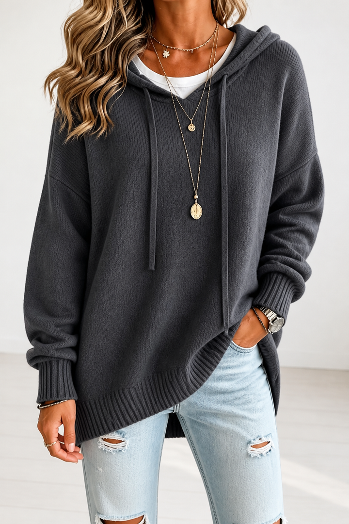 Hudson & Parker - Oversized Drawstring Hooded Knit Sweater