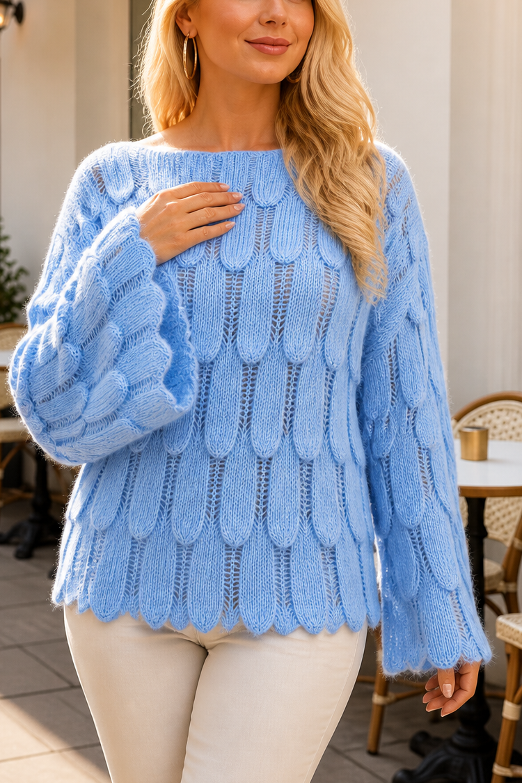 Hudson & Parker - Hollow-Out Leaf-Knit Oversized Sweater