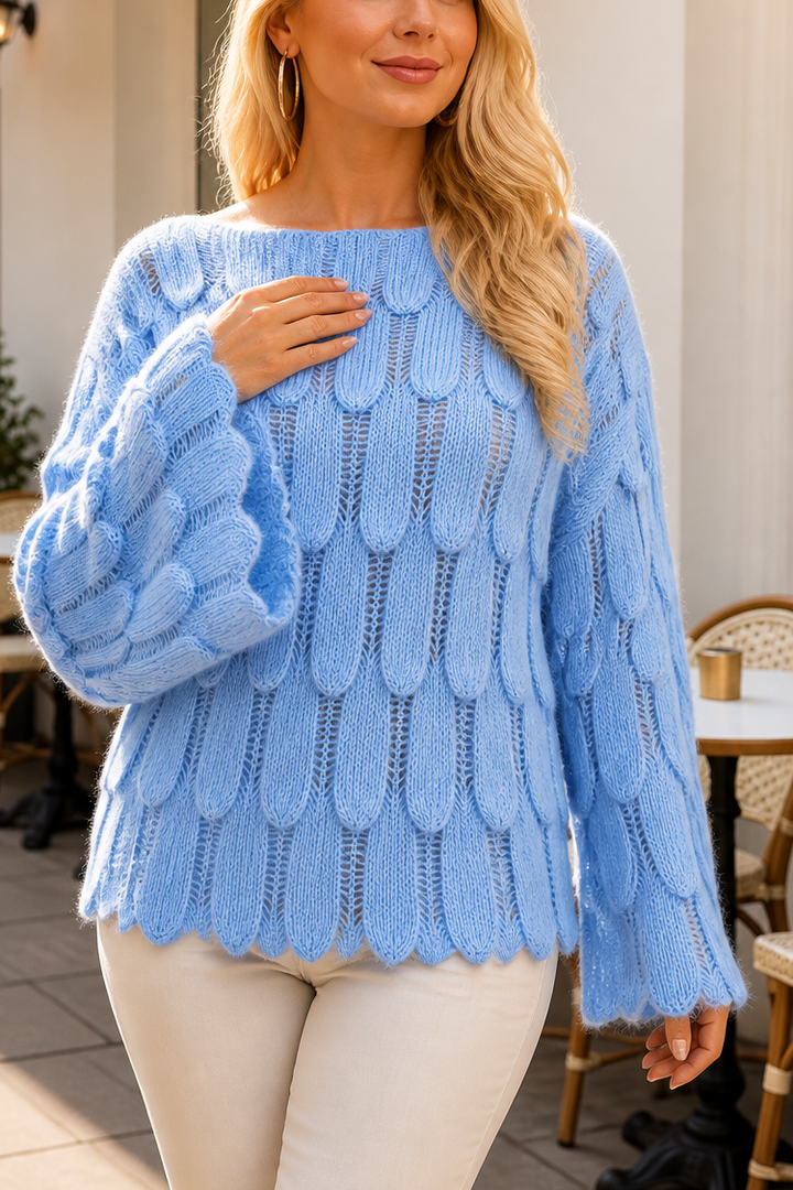 Hudson & Parker - Hollow-Out Leaf-Knit Oversized Sweater