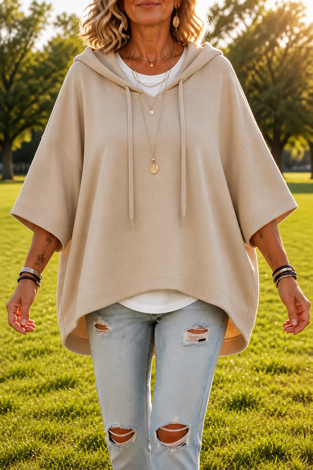 Hudson & Parker - Wide-Sleeve Oversized Drape Hoodie