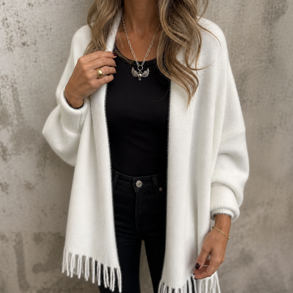 Mantelle - Draped Shawl Collar Open-Front Coat