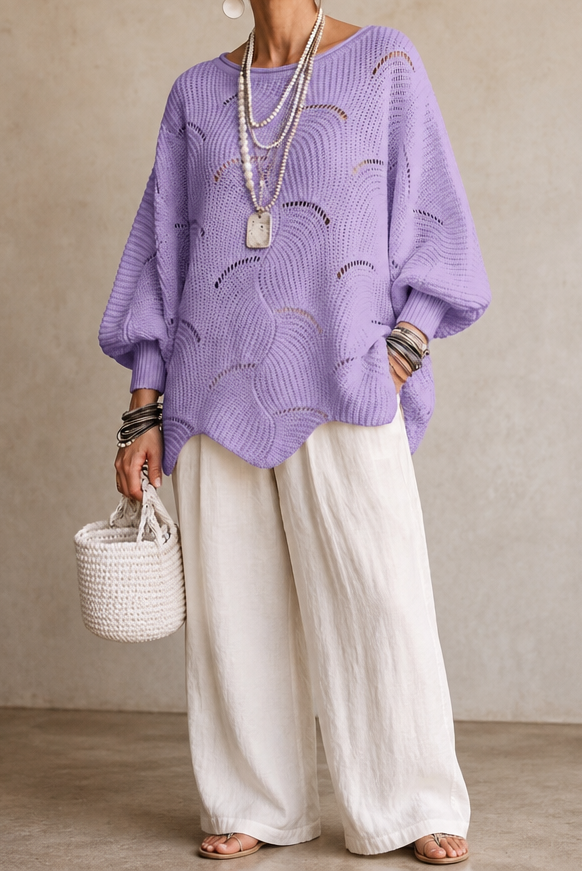 Hudson & Parker - Hollow Wave Batwing Sleeve Sweater