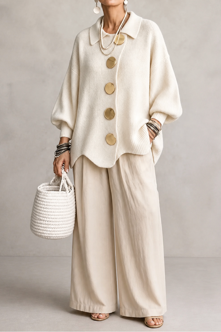 Hudson & Parker - Oversized Scalloped-Hem Button Cardigan