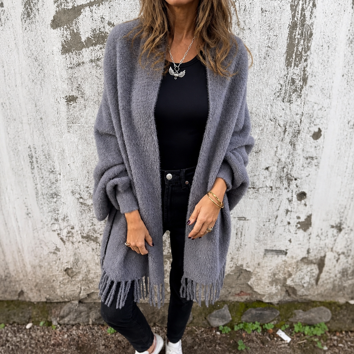Mantelle - Draped Shawl Collar Open-Front Coat