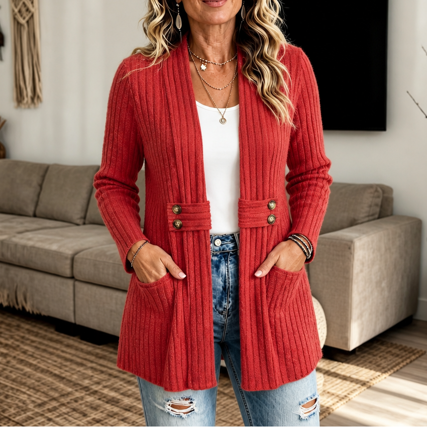 Hudson & Parker - Ribbed Knit Open-Front Cardigan