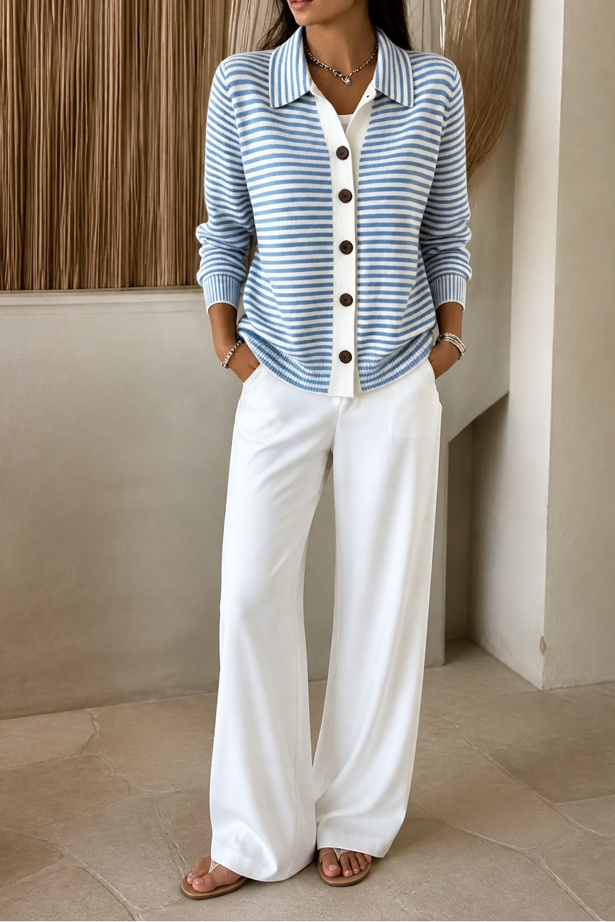 Hudson & Parker - Striped Open-Front Knit Cardigan