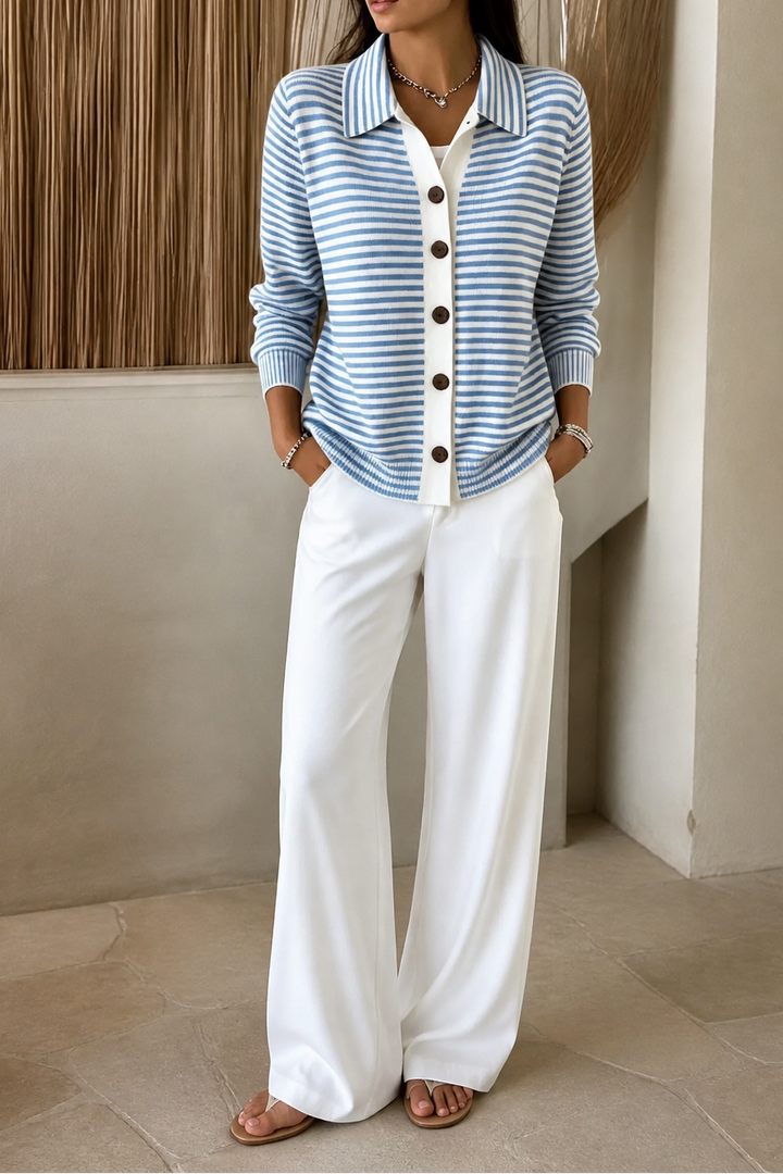 Hudson & Parker - Striped Open-Front Knit Cardigan