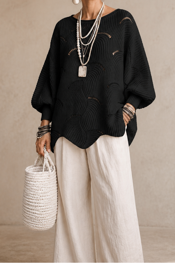 Hudson & Parker - Hollow Wave Batwing Sleeve Sweater