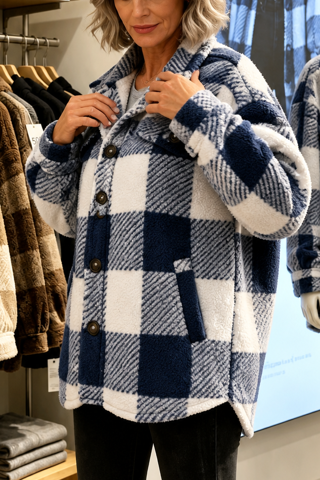 Hudson & Parker - Checked Button-Front Overshirt Jacket
