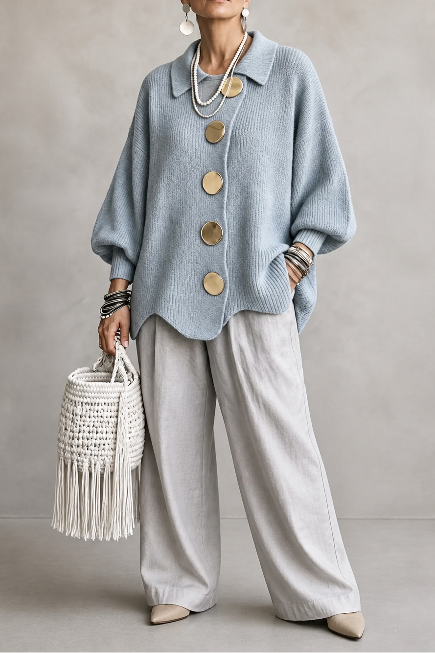 Hudson & Parker - Oversized Scalloped-Hem Button Cardigan
