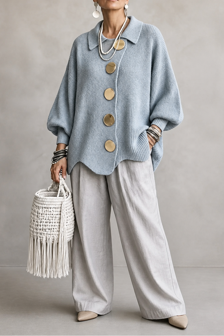 Hudson & Parker - Oversized Scalloped-Hem Button Cardigan