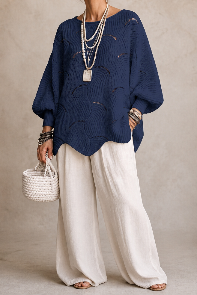 Hudson & Parker - Hollow Wave Batwing Sleeve Sweater