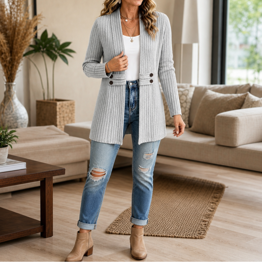 Hudson & Parker - Ribbed Knit Open-Front Cardigan