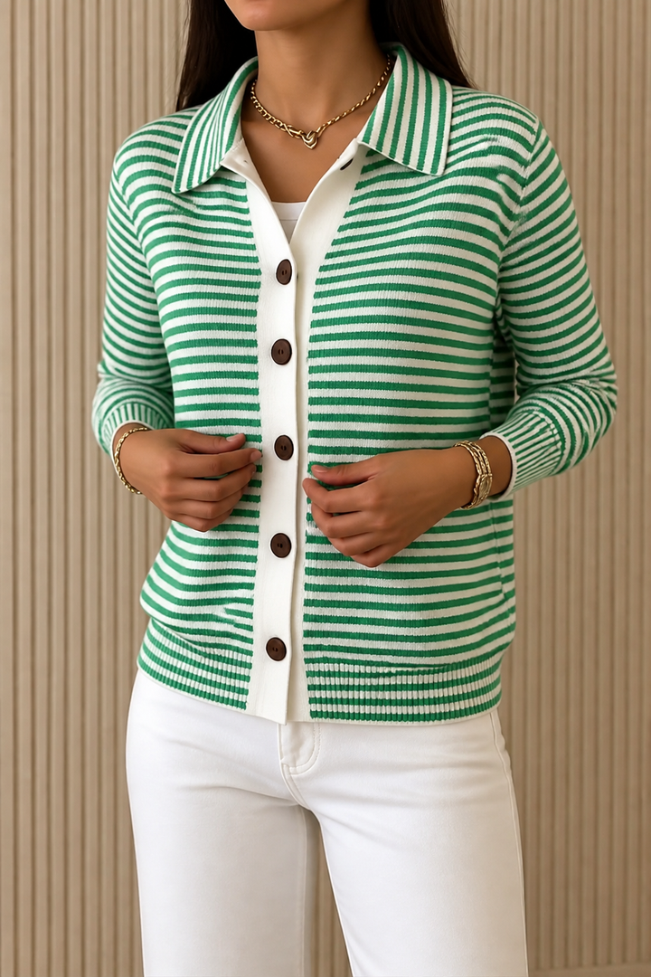 Hudson & Parker - Striped Open-Front Knit Cardigan