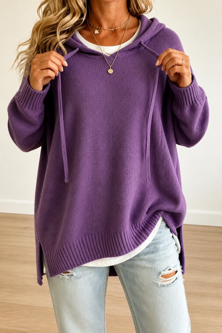 Hudson & Parker - Oversized Drawstring Hooded Knit Sweater