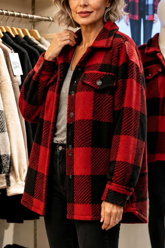 Hudson & Parker - Checked Button-Front Overshirt Jacket