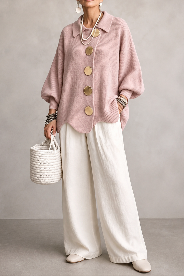 Hudson & Parker - Oversized Scalloped-Hem Button Cardigan